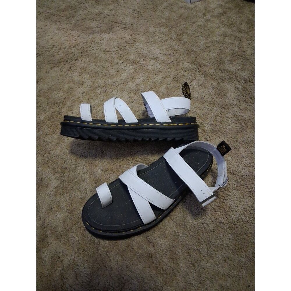 Dr. Martens AVRY HYDRO LEATHER STRAP SANDALS Size 10 White - Picture 2 of 9